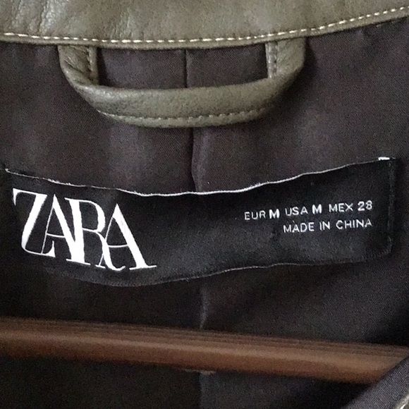 ZARA vegan leather khaki green cropped jacket/shacket Bloggers favorite - Picture 7 of 8